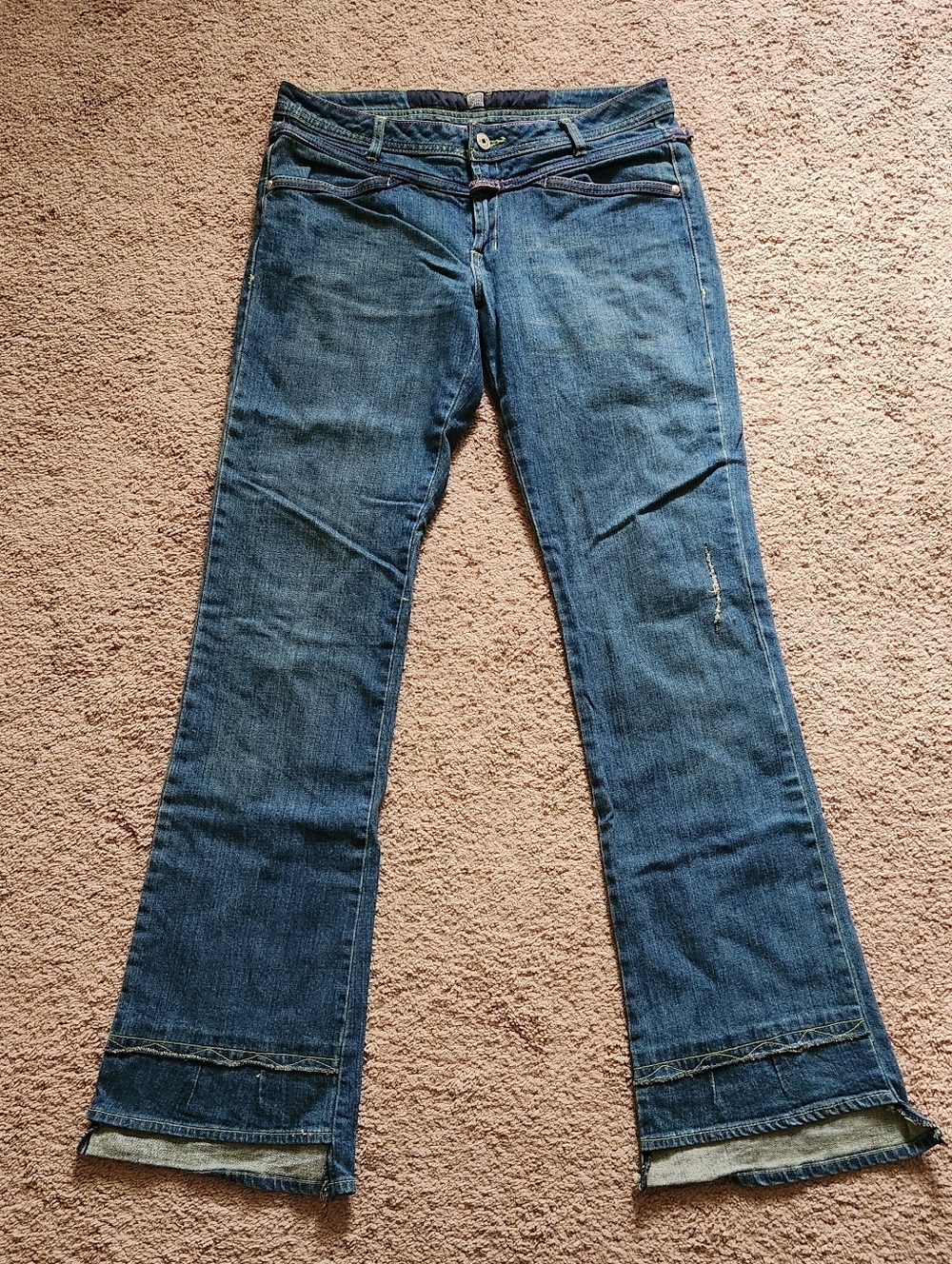 Marithe Francois Girbaud Jeans Women 28 Flare Low Rise Vtg Y2K D Ring Logo Patch